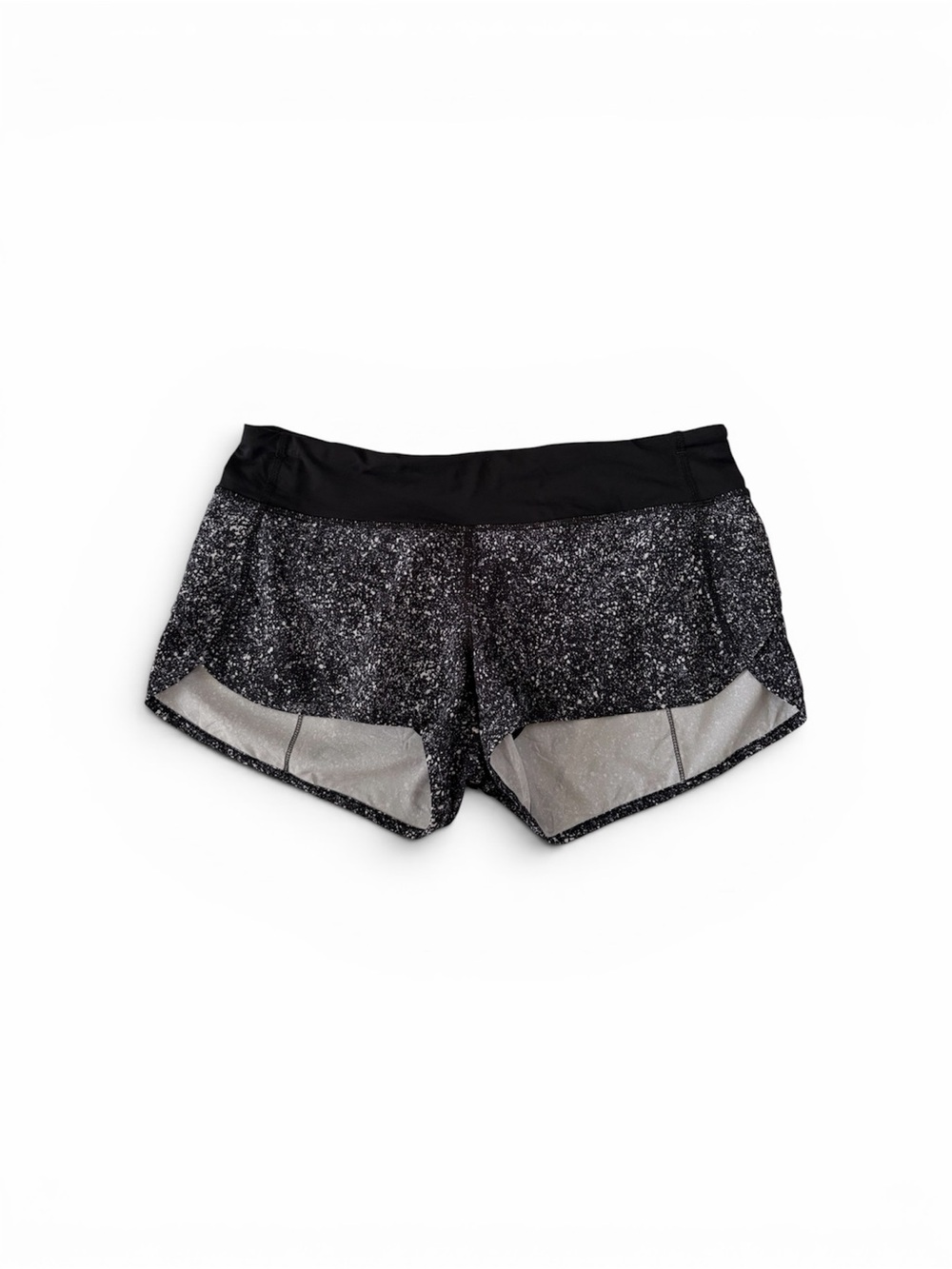 Lululemon Speed Up Womens Size 8 Shorts Lined Black White Print